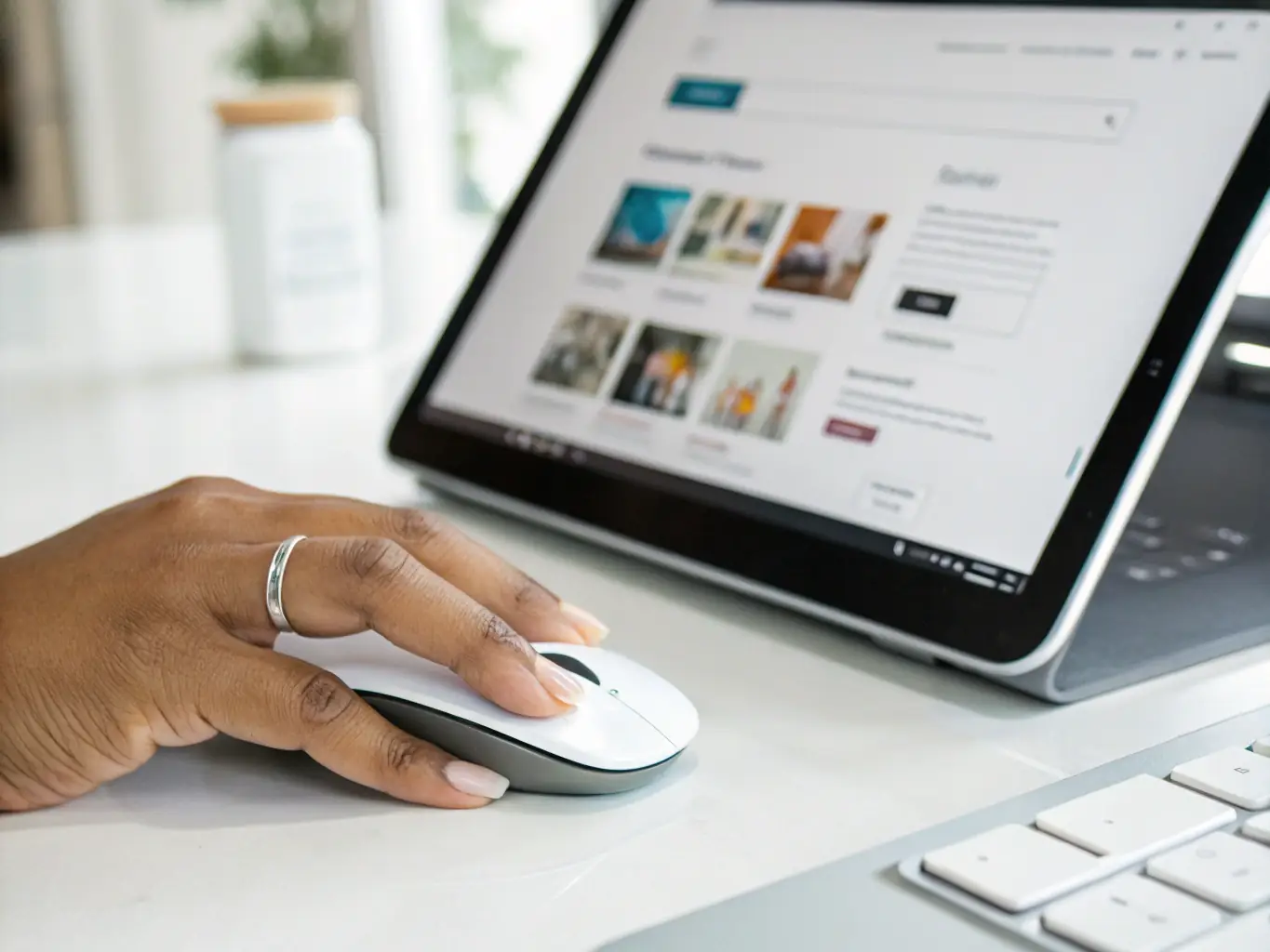 An image depicting the final step of publishing a website with Aduma AI Builder. The image shows a website being launched with a single click, with options for connecting a custom domain and optimizing for search engines.